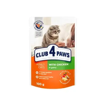 Kormotech Club 4 Paws Adult cats Chicken in Gravy 100 g image 0