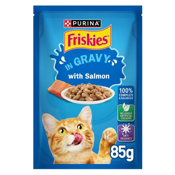 Purina Friskies Chunks in Gravy Wet Cat Food Pouch Salmon 85g image 0