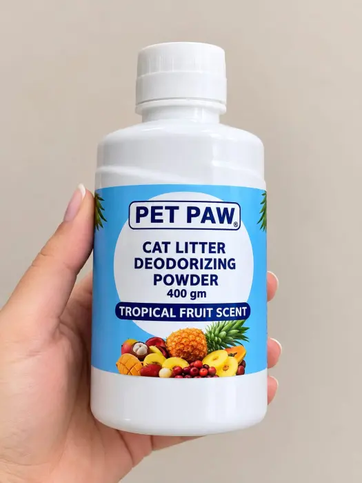PET PAW -CATLITTER DEODOLOZING POWDER-TROPICAL FRUIT SCENT-400G image 0