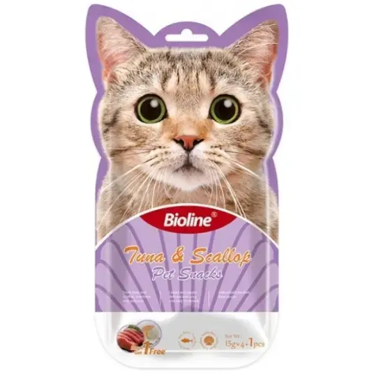 Bioline Cat Treats Tuna &amp; Scallop 5x15gm image 0