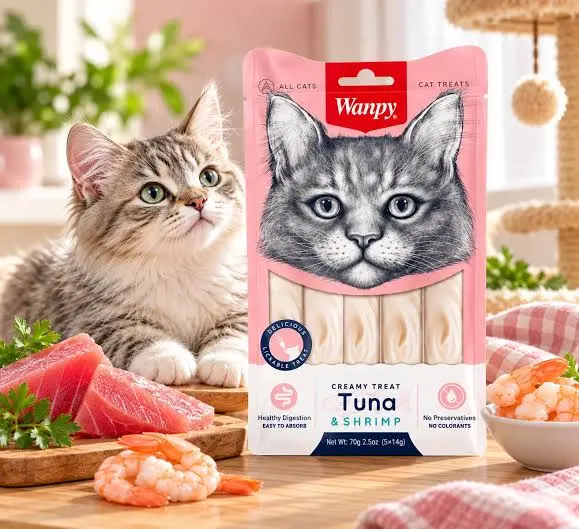 Wanpy creamy Treat Tuna &amp; Shrimp 25x14g image 1