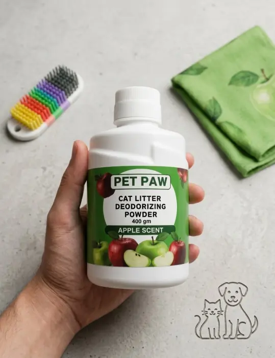 PET PAW -CATLITTER DEODOLOZING POWDER-APPLE SCENT-400G image 0