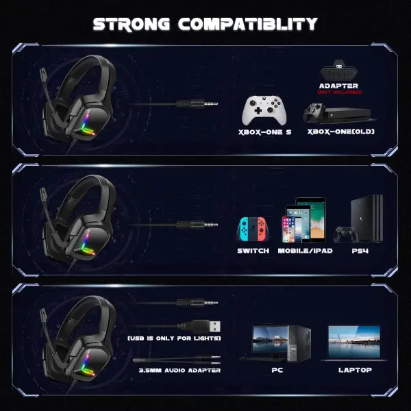 سماعه اونيكوما كي20 لجميع الاجهزه للقيمز لون اسود ps4 + ps5 image 4