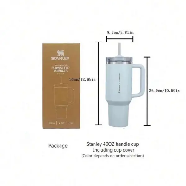 مطارات ستانلي stanley للمشروبات البارده و الحاره  تحفظ الحراره او البروده تقدر تستخدمها مع عود straw او بدونه تكفي مكان الكوب بالسياره حجم 40oz - ازرق حجم 30 اوز رقم 7 بصوره image 2