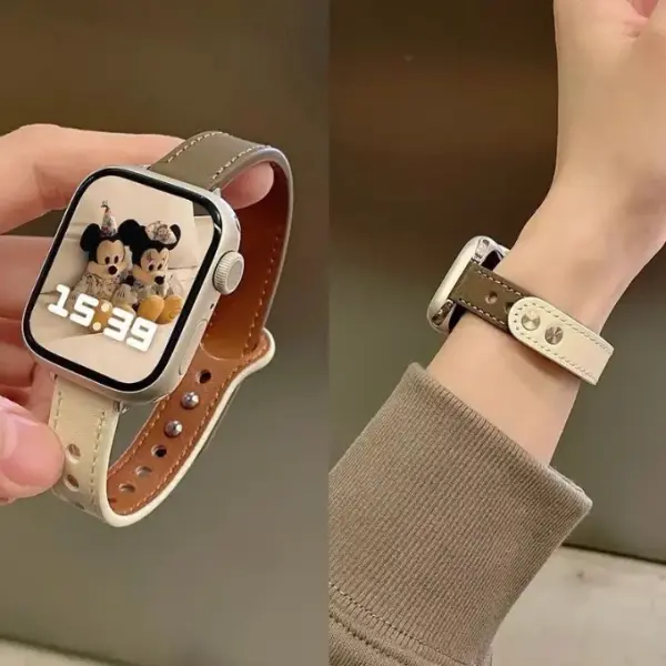 سير ساعه ابل جلد سليم نحيف انيق بالوان مميزه متوفر لجميع قياسات ساعات ابل image 5