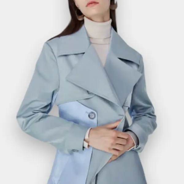 Trench Coat Contrast Color with Belt image 4