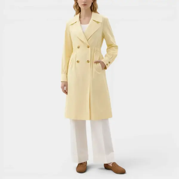 Butter Yellow Trench Coat with Adjustable Waist image 2