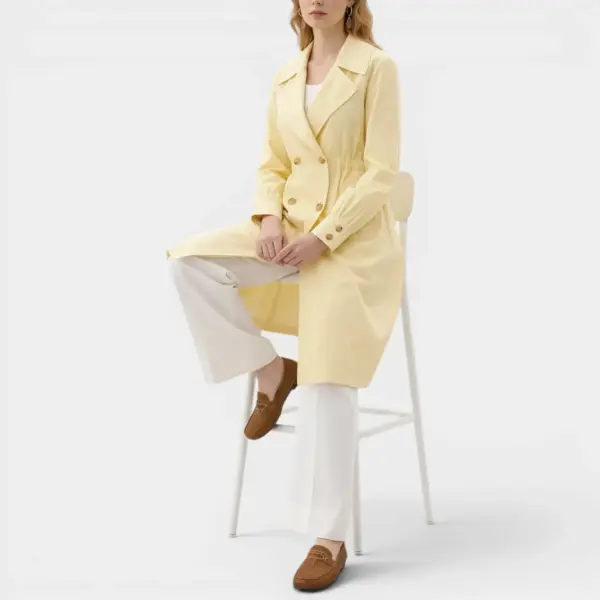 Butter Yellow Trench Coat with Adjustable Waist image 3