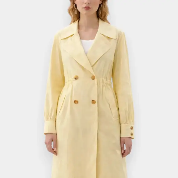 Butter Yellow Trench Coat with Adjustable Waist image 4
