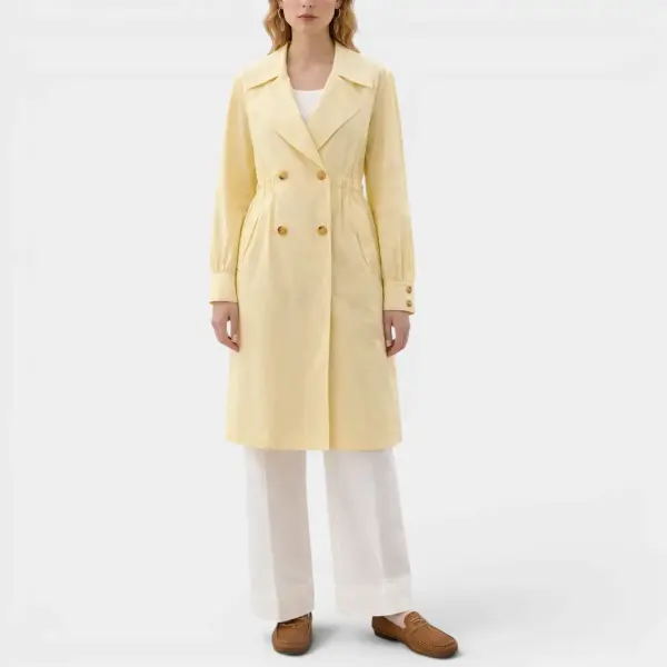Butter Yellow Trench Coat with Adjustable Waist image 0