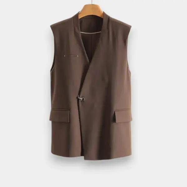 Espresso Brown Vest with Metal Clasp image 0