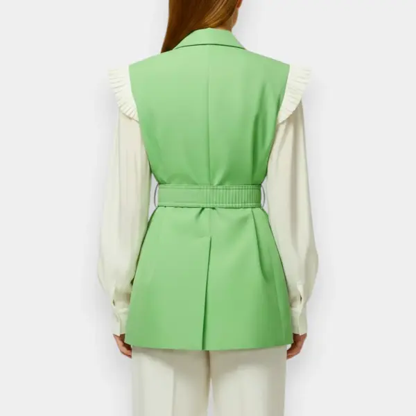 Blazer Jacket with Contrasting Sleeves and Belt image 4