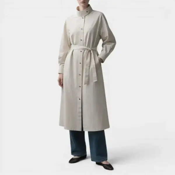 Light Organic Cotton Trench Coat with Belted Waist image 4