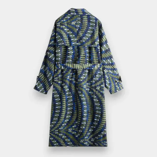 Patterned Trench Coat with Belt / Sapphire Blue / Free Size image 1
