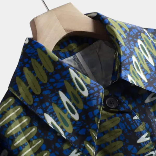 Patterned Trench Coat with Belt / Sapphire Blue / Free Size image 2