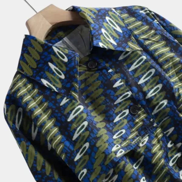 Patterned Trench Coat with Belt / Sapphire Blue / Free Size image 3