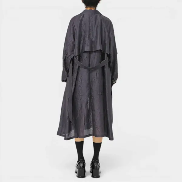Jacquard Texture Trench Coat with Belt / Charcoal Jacquard / Free Size image 1