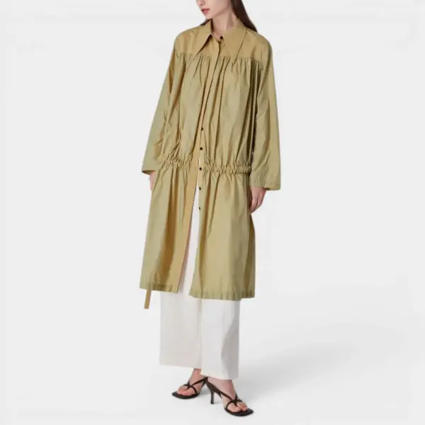 Sandstone Khaki Trench Coat with Adjustable Waist / Sandstone Khaki / Free Size image 0