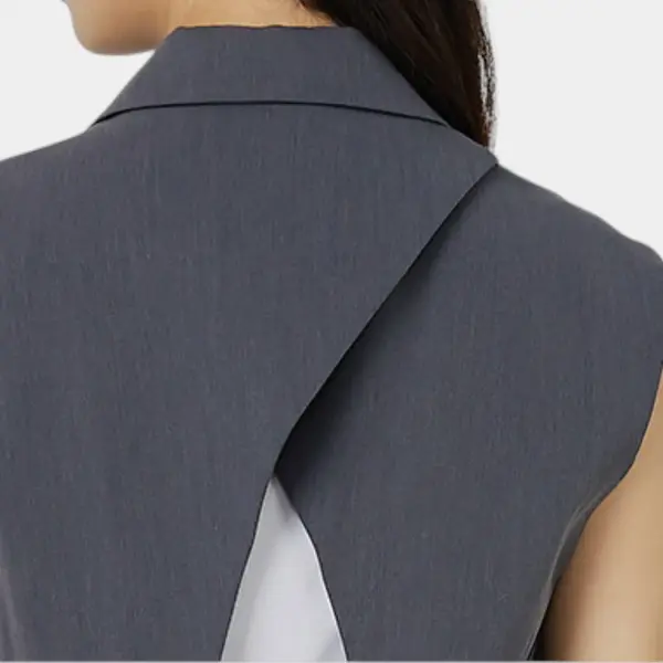 French Design Retro Waist‑Slimming Vest with Belt and Open Back image 3