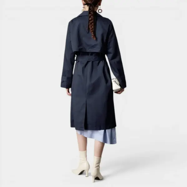 Navy Pinstripe Contrast Trench Coat image 2