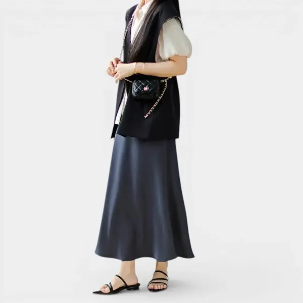 Korean Design Oversized Vest with Raw Edges / Midnight Black / Free Size image 3