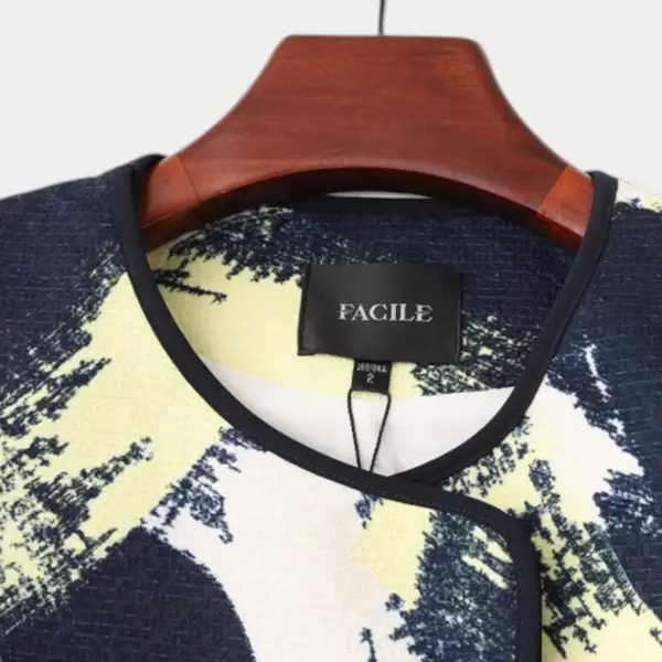 Crew Neck Hidden Button Gradient Printed Trench Coat Jacket image 7