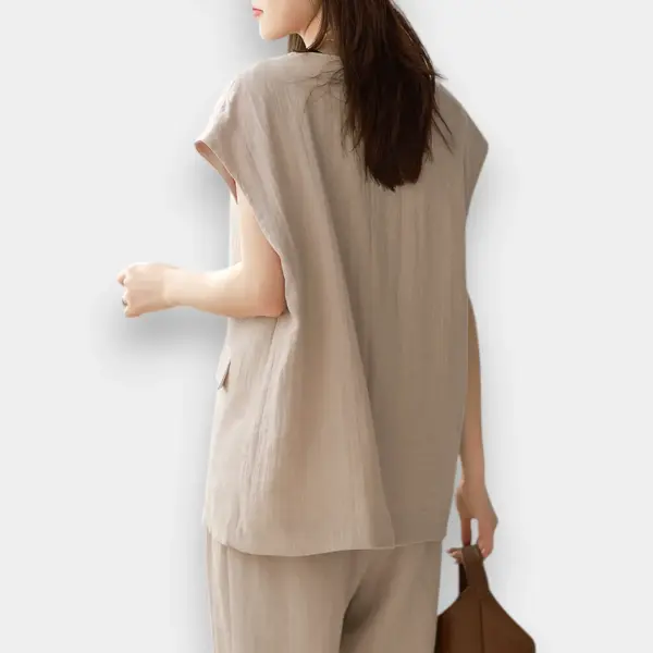 Tencel Linen Sleeveless Vest / Desert Linen / Free Size image 1