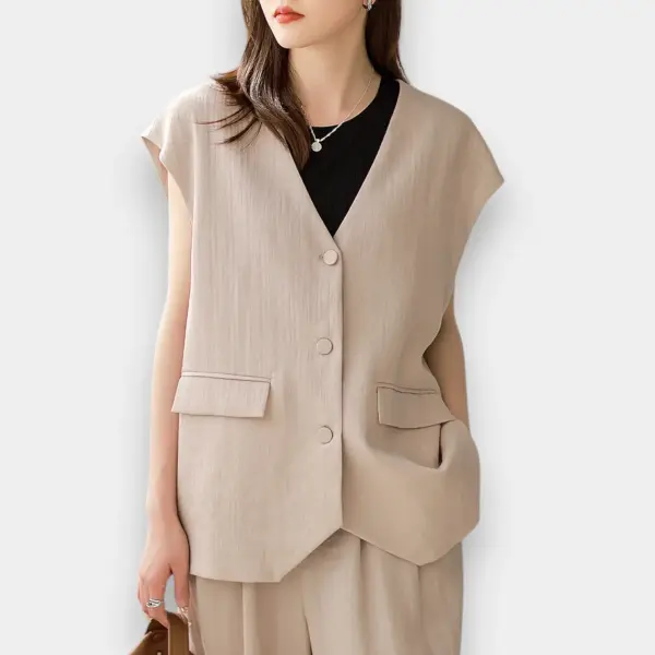 Tencel Linen Sleeveless Vest / Desert Linen / Free Size image 0