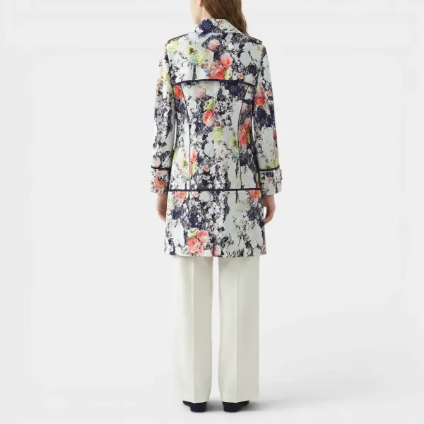 Mid‑Length Floral Printed Tencel Trench Coat image 3