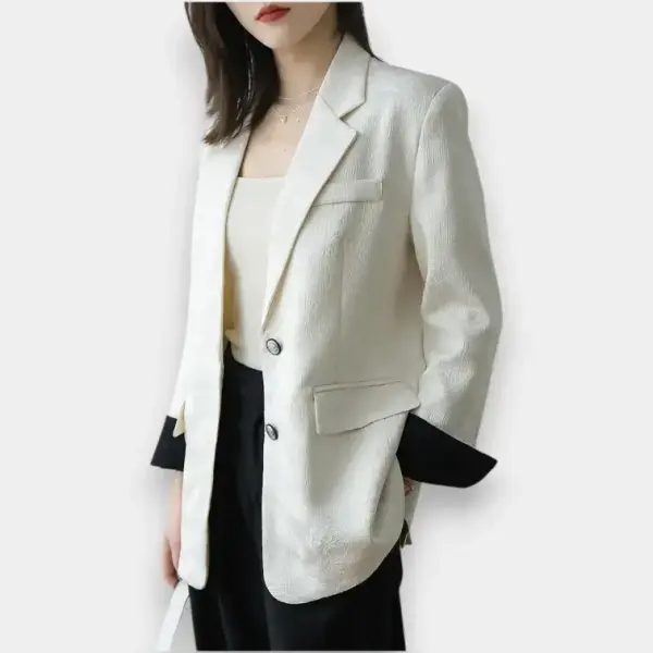 Floral Jacquard Blazer with Contast Folded Cuff image 1