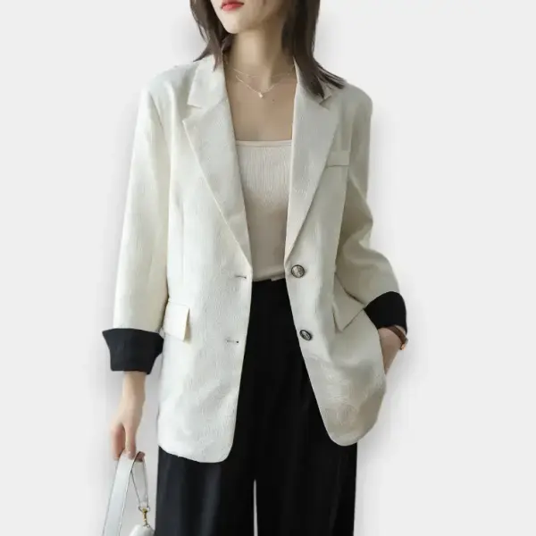 Floral Jacquard Blazer with Contast Folded Cuff image 0