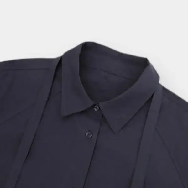 Structured Cotton Ribbon Shirt - Collar or Waist Tie image 8