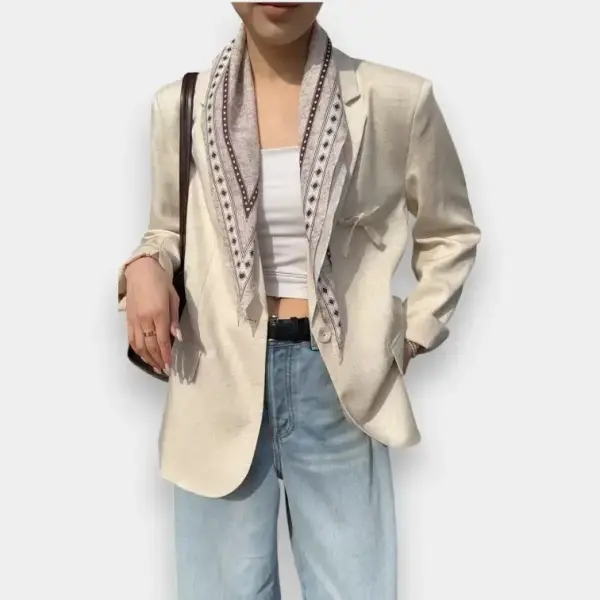 Tencel Linen Blazer with Silk Scarf image 1