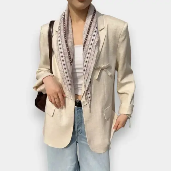 Tencel Linen Blazer with Silk Scarf image 0
