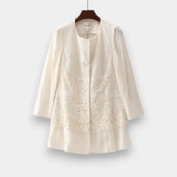 Slim Fit Crochet Lace Tencel‑Linen Shirt image 1
