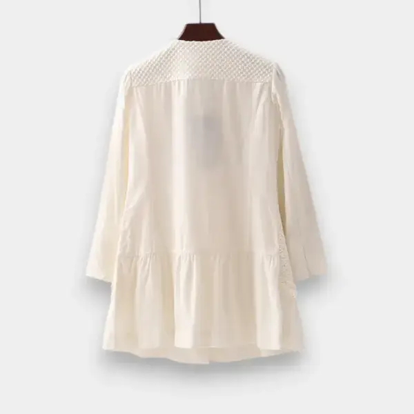 Slim Fit Crochet Lace Tencel‑Linen Shirt image 2