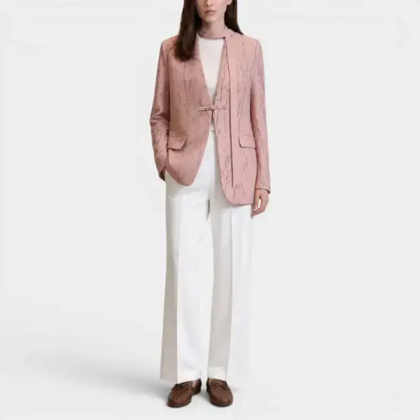 Stone‑Texture One‑Button Blazer with Belt image 1
