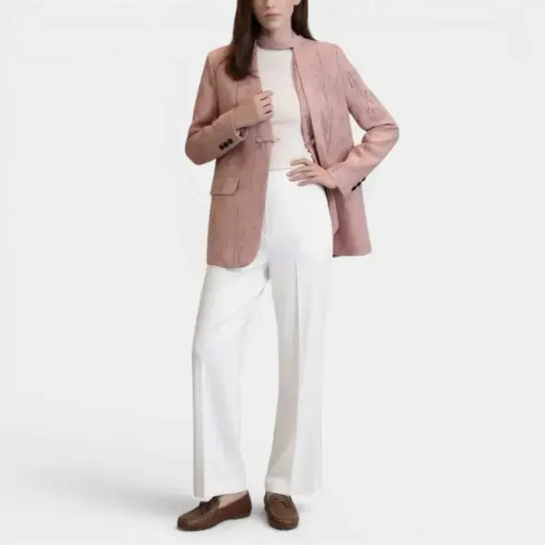 Stone‑Texture One‑Button Blazer with Belt image 3