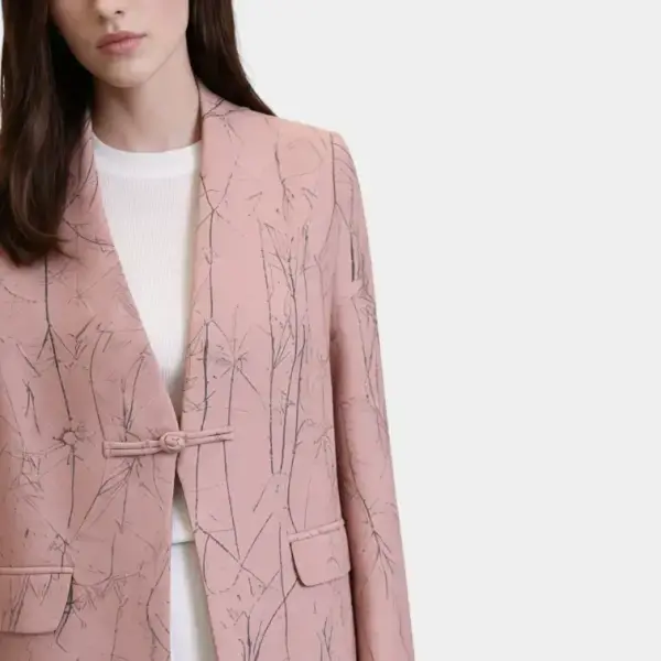 Stone‑Texture One‑Button Blazer with Belt image 4