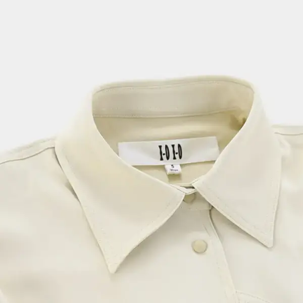 Asymmetric Button Placket Belted Long‑Sleeved Shirt image 8