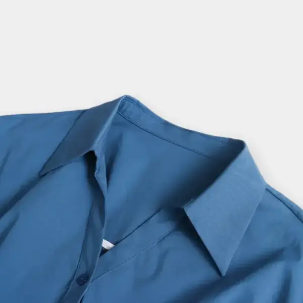 French Pointed Collar Waist Drawstring Cotton‑Blend Shirt image 5