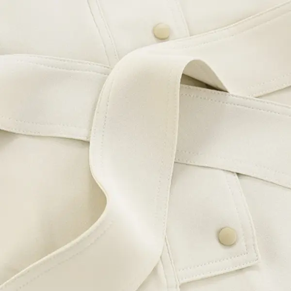 Asymmetric Button Placket Belted Long‑Sleeved Shirt image 9