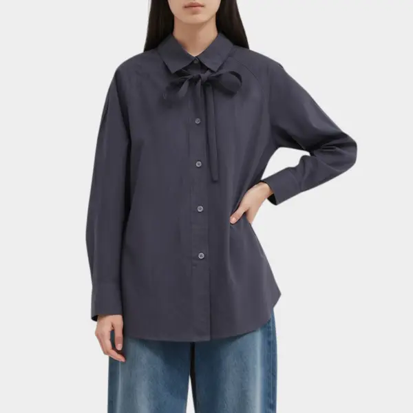 Structured Cotton Ribbon Shirt - Collar or Waist Tie image 2