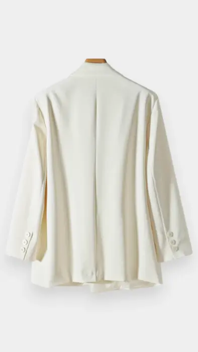 Blazer Combined with Contrast Satin Double Layer (Buttonless) image 1
