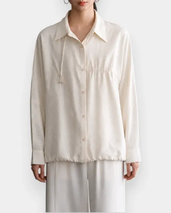 French Palace Print Shirt – Relaxed Fit with Adjustable Tie at Top and Bottom image 7