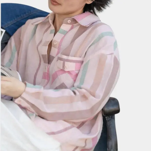 Contrast Stripe Linen Shirt image 5