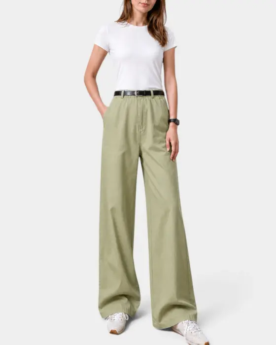 Wide Leg Denim Pants With Back Skirt Detail image 3