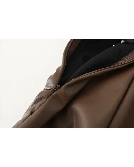 High Waist Faux Leather Flared Skirt with Belt image 12