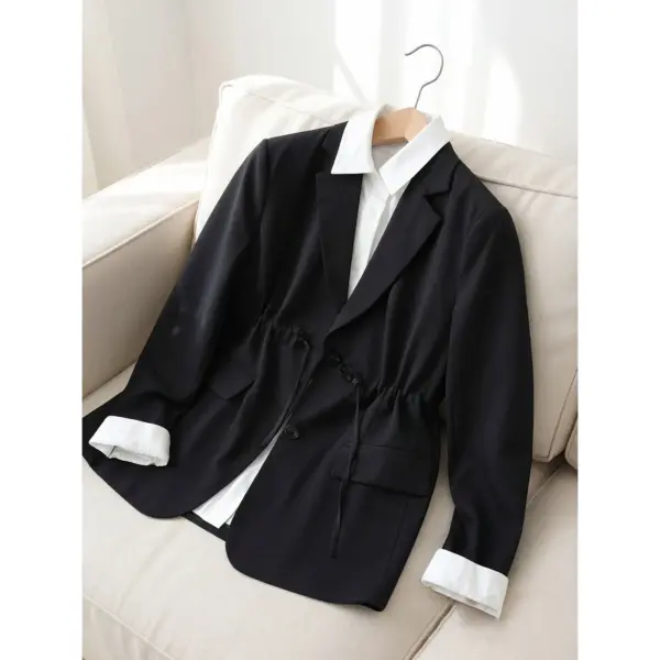 Black Luxe Drawstring Blazer image 8