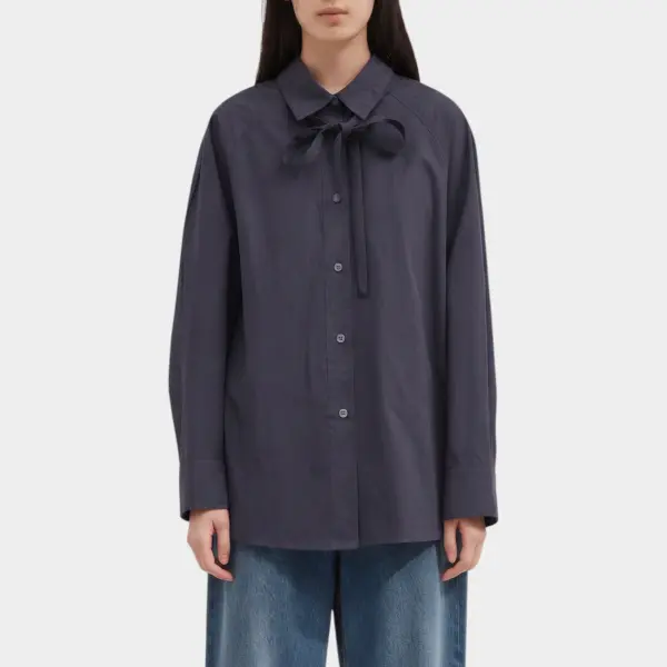 Structured Cotton Ribbon Shirt - Collar or Waist Tie image 0